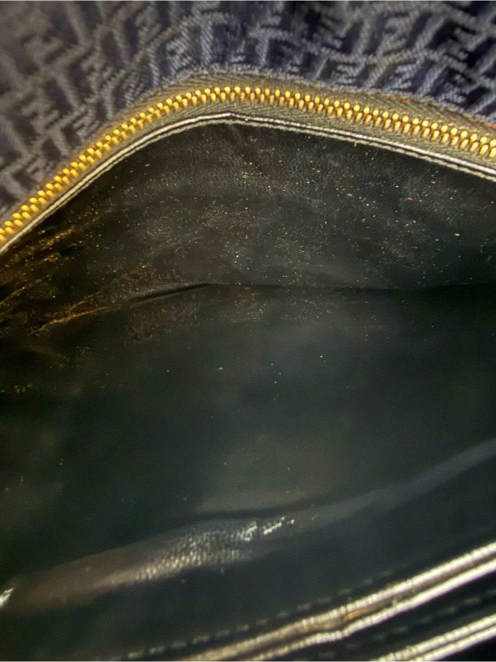 Fendi Vintage circa 90s Navy Blue Canvas Shoulder Bag with Black Leather Trim - Picture 11 of 16